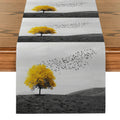 Axyaa Yellow Tree Birds Table Runner for Kitchen Dining Wedding Party