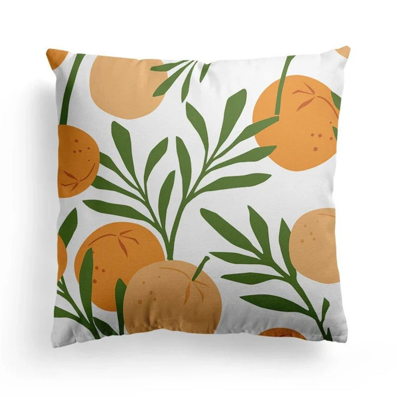Axyaa Grid Flower Cushion Cover Orange Lemon Pillow Cover Home Decor Sofa Cushions