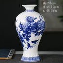 Axyaa Peony Decorated Blue & White Porcelain Vase - High-Quality Fine Bone