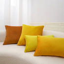 Axyaa Velvet Pillow Cover: Orange & Yellow Nordic Style Soft Sofa Cushion