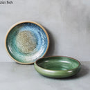 Axyaa 7" Retro Ceramic Ramen Soup Salad Dessert Bowl Plate Set