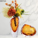 Axyaa Amber Glass Vase: Hydroponic Plant Pot for Table Decor and Flower Arrangements
