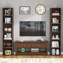 Axyaa Tall Rustic Corner Bookcase with 6 Tier Cube Shelves for Home Office