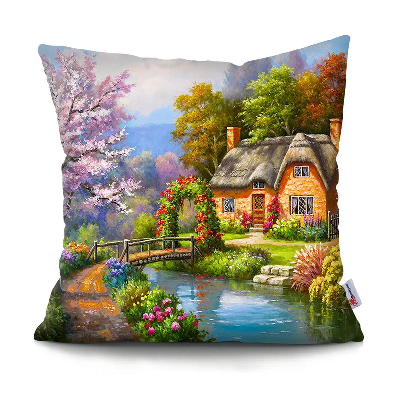 Axyaa Rustic Landscape Print Pillowcase