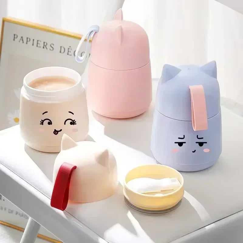 Axyaa Cat Ear Soup Cup with Spoon - Leak-proof & Portable Breakfast Cup