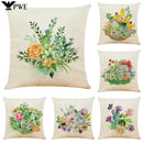 Axyaa Cactus Plant Pattern Linen Pillowcase - Home Decor Sofa Pillow 45*45cm