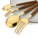 Axyaa Stainless Steel Wooden Handle Cutlery Set