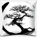 Axyaa Bonsai Zen Stone Pattern Pillowcase Square Decor Home Office Living Room