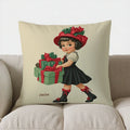 Axyaa Charming Girl Christmas Pillow Cover for Sofa, Bedroom, Car - Sweet Lollipop Design