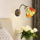 Axyaa Red Blue Glass Wall Lamp Brass E27 Bulb Bedroom Parlor Sconce
