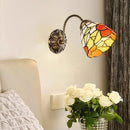 Axyaa Red Blue Glass Wall Lamp Brass E27 Bulb Bedroom Living Room Sconce