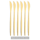 Axyaa 6-Piece Matte Dinner Knife Set Stainless Steel Cutlery Gold Silverware