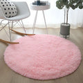 Axyaa Plush Round Rug: Soft Fluffy Living Room Carpet, Kids Bedroom Mat, Balcony Cushion