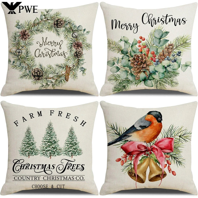 Axyaa Christmas Pine Branch Wreath Pillowcases 45x45 cm