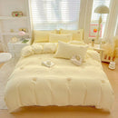 Axyaa Embroidered Waffle Cotton Queen Bedding Set with Sheets & Pillowcases