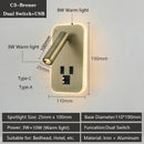 Axyaa LED Wall Sconce Lamp with Dual USB Ports & Adjustable Reading Lights
