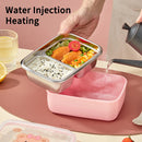 Axyaa Stainless Steel Divided Lunch Box with Spoon - Leak-proof Bento Container