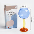 Axyaa Contrast Color Glass Goblet Cup Set - 420ml & 260ml Stemware Wine Glasses