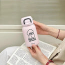 Axyaa Kawaii Dog Mini Thermos with Straw, 500ml Stainless Steel Thermal Cup