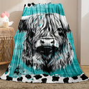 Axyaa Highland Cow Flannel Fleece Blanket - Cozy Soft Throw for Bed, Sofa, Office