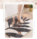 Axyaa Boho Plant Abstract Brown Rug Washable Bathroom Mats