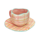Axyaa 10oz Korean Style Ceramic Coffee Mug with Saucer Hand Painted Tea Cup Set