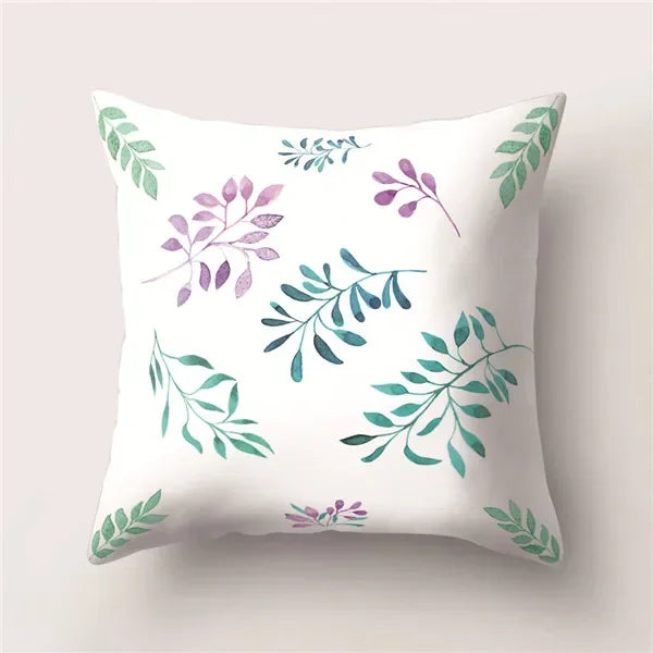 Tropical Cactus Flower Cat Print Pillow Cover 45X45CM for Home Sofa Chair