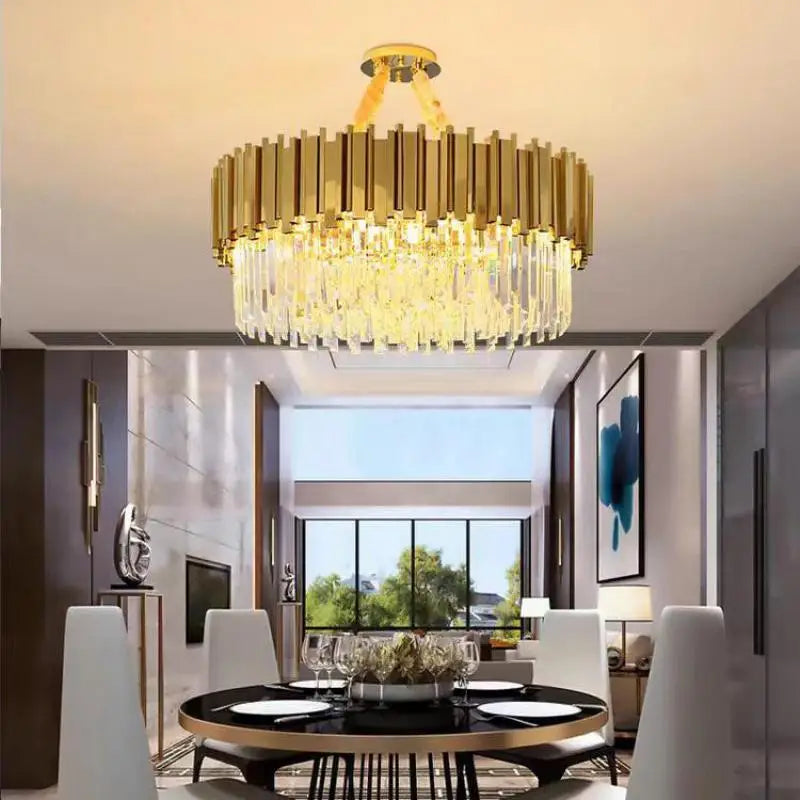 Axyaa Crystal LED Pendant Lights Gold Plating Metal Hanging Lamp