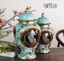 Axyaa Enamel Tea Jar, Ceramic General Jar Decoration, Large Flower Vase Handicraft