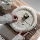 Axya Marble Tray: Elegant Dining & Storage Plate for Home Decoration