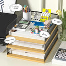 Axyaa Vintage Wood & Metal Letter Tray - Desk Organizer Paper Tray for Office