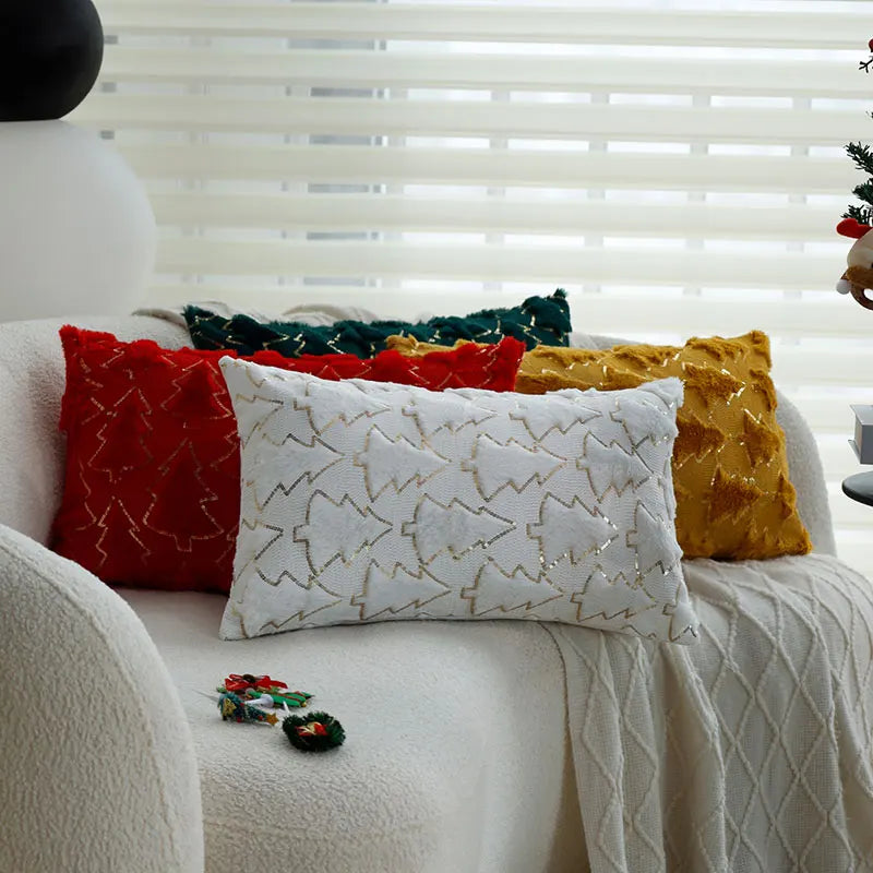 Axyaa Christmas Tree Plush Sequin Throw Pillow Cover