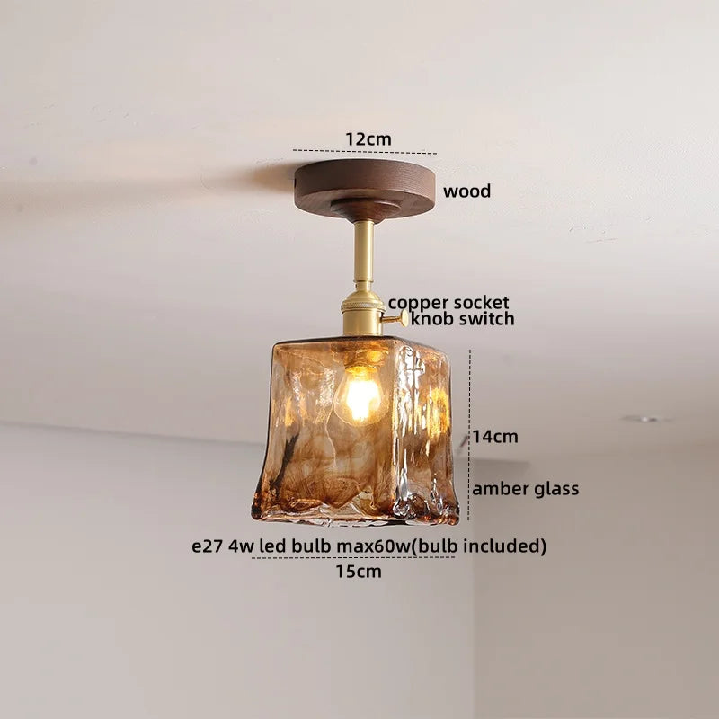 Axyaa Green Glass LED Ceiling Lights for Modern Indoor Lighting
