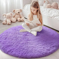 Axyaa Plush Round Carpets: Non-Slip, Washable Rugs for Living Room & Bedroom