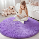 Axyaa Plush Round Carpets: Non-Slip, Washable Rugs for Living Room & Bedroom