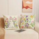 Axyaa Easter Rabbit Print Pillow Cover Cotton Linen Holiday Party Decoration