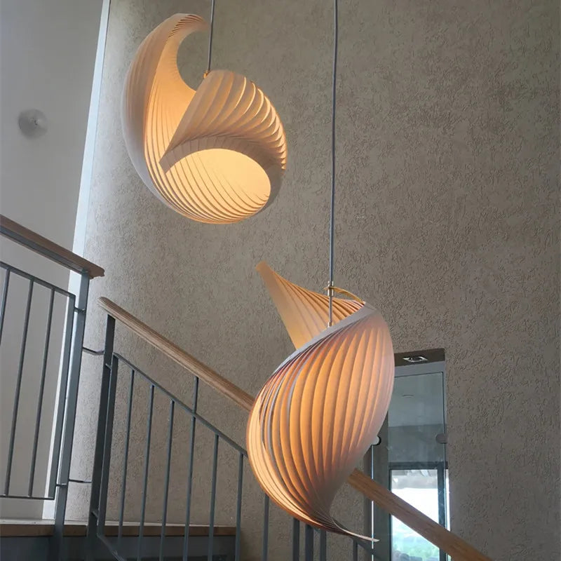 Axyaa Maple Pendant Lamp: Handmade Pleated Japanese Style Wooden Hanging Light