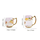 Enamel Flower Tea Glass Mug with Lid & Spoon by Axyaa