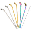 Axyaa Stainless Steel 2-in-1 Straw Spoon Set - Reusable Drink Straws for Parties