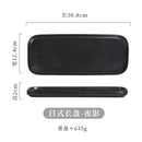 Axyaa 12" Ceramic Sushi BBQ Plate - Rectangular Tray for Desserts, Noodles.
