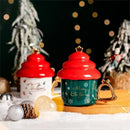 Axyaa Ceramic Christmas Tree Mug with Gold Wind Chime Handle