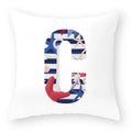 Axyaa Striped Alphabet Decorative Cushion Cover in Blue and White, 45x45cm