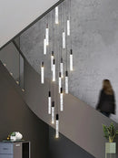 Axyaa Modern Crystal Staircase Chandelier for Villa Living Room Duplex Attic