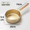 Axyaa 24cm Gold Snow Saucepan Non-stick Frying Pan wok Wood Handle Kitchen Cookware
