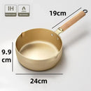 Axyaa 24cm Gold Snow Saucepan Non-stick Frying Pan wok Wood Handle Kitchen Cookware