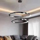 Axyaa Black Ring LED Chandelier: Modern Art Design for Living Room, Bedroom, Dining Room