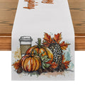 Axyaa Thanksgiving Pumpkin Coffee Leaves Table Runner