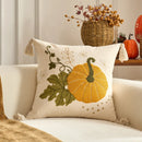 Axyaa Fall Pumpkin Maple Leaf Polyester Cushion Cover Halloween Pillowcase