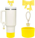 Axyaa Pink Bow Silicone Cup Accessories Set for 30/40 OZ Tumbler