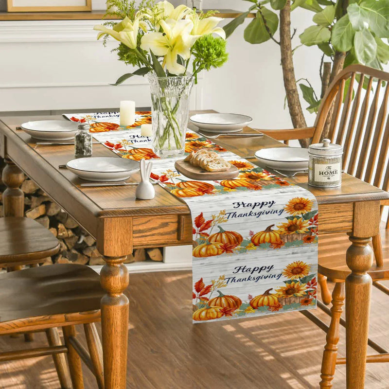 Axyaa Sunflower Maple Leaf Table Runner Party Decor Elegance
